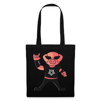 Heavy Metal Pig, rocker français à la fourche - Sac en tissu - noir - Devant