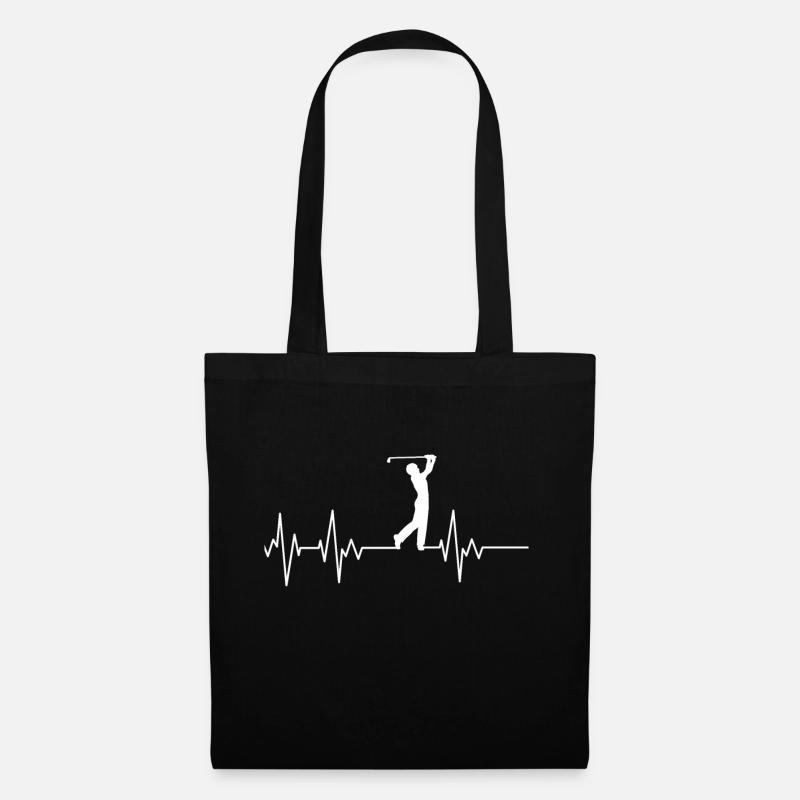 Golfspieler Herzschlag Golf Golfen EKG Sport Hobby - Stoffbeutel - Schwarz