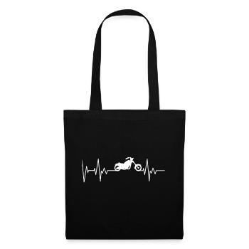 Chopper moto ECG battement cardiaque motocycliste - Sac en tissu - noir - Devant
