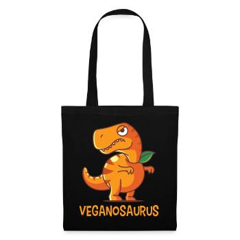 Veganosaurus orange, dinosaur dino vegan - Tote Bag - black - Front