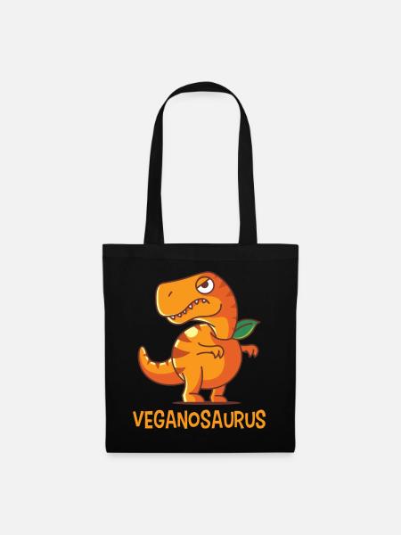 Veganosaurus Orange, dinosaurier dino vegan - Stoffbeutel - Schwarz