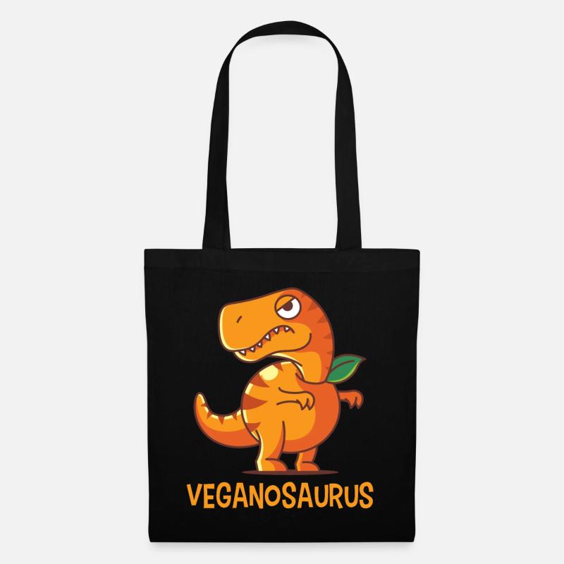 Veganosaurus Orange, dinosaurier dino vegan - Stoffbeutel - Schwarz