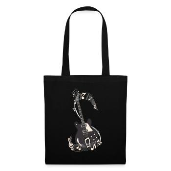 E guitare Notes musicales - Sac en tissu - noir - Devant