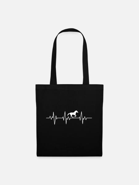 Horse lover EKG heartbeat horse riding stall - Tote Bag - black
