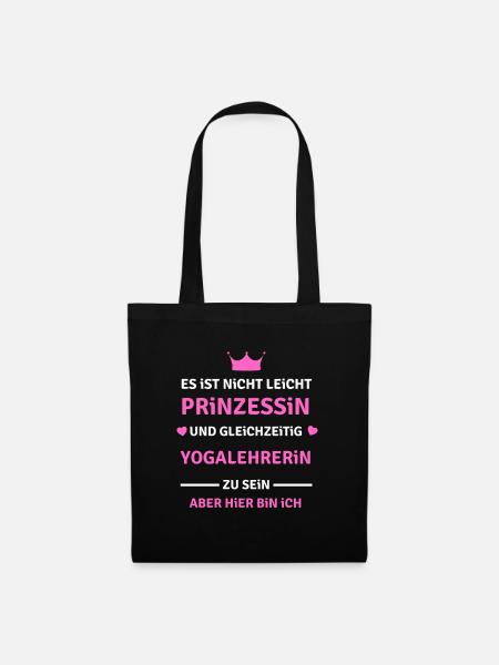 Prinzessin & Yogalehrerin Yoga Spruch Mädchen - Stoffbeutel - Schwarz