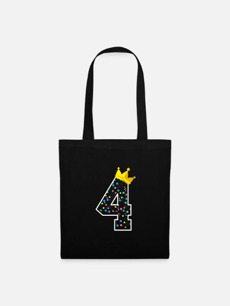 4th Birthday Fourth Children's Birthday Krone - Tote Bag - black