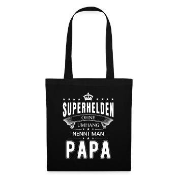 Superhelden ohne Umhang nennt man Papa Spruch - Stoffbeutel - Schwarz - Vorne