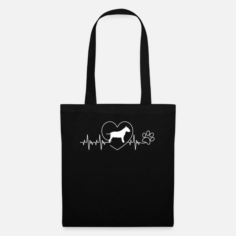 Bullterrier Herzschlag Herz Liebe Pfote Geschenk - Stoffbeutel - Schwarz