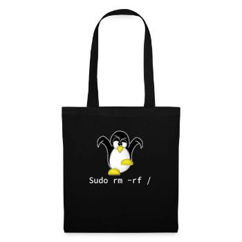 Tux Linux Pingouin Sudo Rm Rf | Hacke geek geek - Sac en tissu - noir - Devant