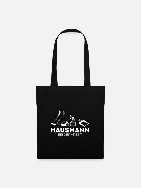 Hausmann bei der Arbeit Staubsauger Haushalt - Stoffbeutel - Schwarz