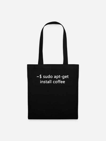 Sysadmin Linux Sudo Apt-Get Install Coffee - Stoffbeutel - Schwarz