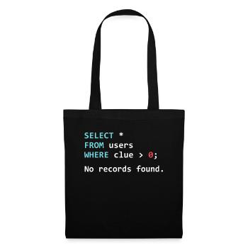 Lustiges Programmer Geschenk SQL Query - Stoffbeutel - Schwarz - Vorne