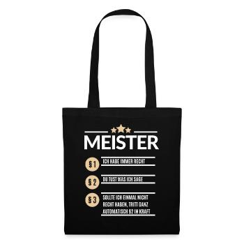 Meister Ich hab immer Recht Handwerker Geschenk - Stoffbeutel - Schwarz - Vorne