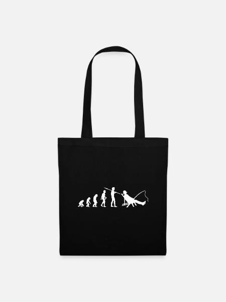 Angler Evolution Anglen Fischer Fisch Angelrute - Stoffbeutel - Schwarz
