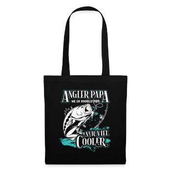 Angler Papa Angeln Angelfan Fischer Fischen Vater - Stoffbeutel - Schwarz - Vorne