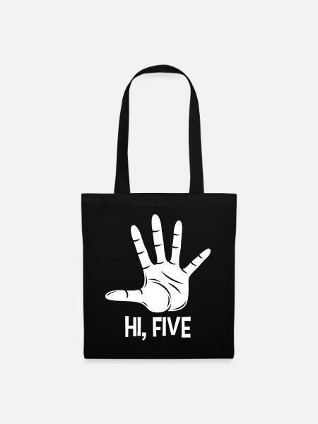 Hi Five, high five hand geste 5 fünf geschenk - Stoffbeutel - Schwarz