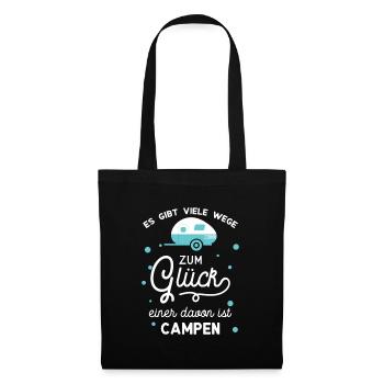 Es gibt viele Wege zum Glück Camping Camper Spruch - Stoffbeutel - Schwarz - Vorne