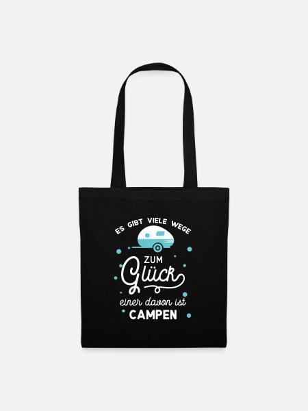 Es gibt viele Wege zum Glück Camping Camper Spruch - Stoffbeutel - Schwarz