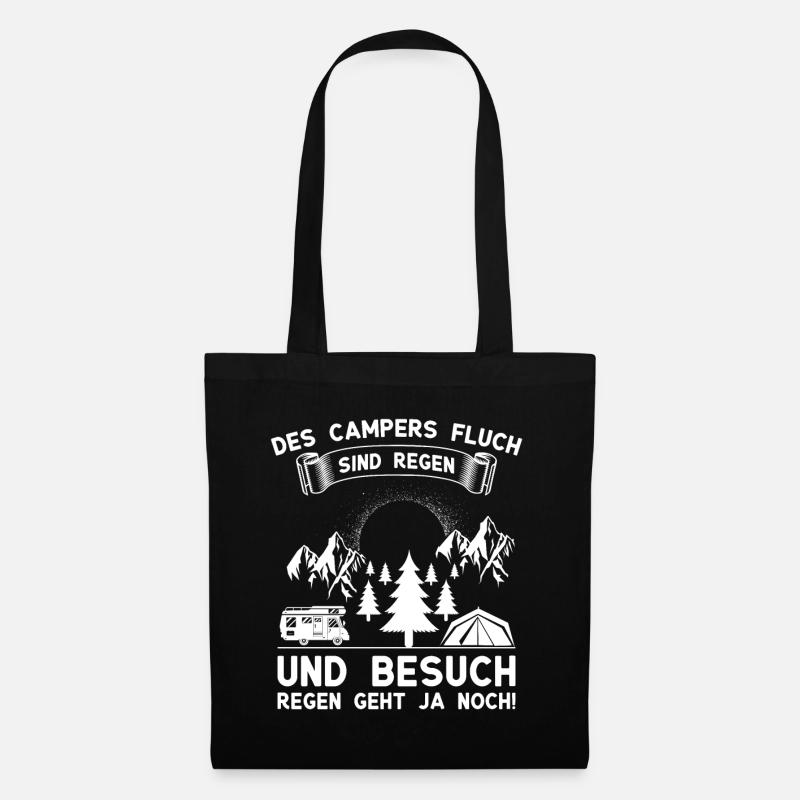 Campers Fluch sind Regen und Besuch Camper Spruch - Stoffbeutel - Schwarz