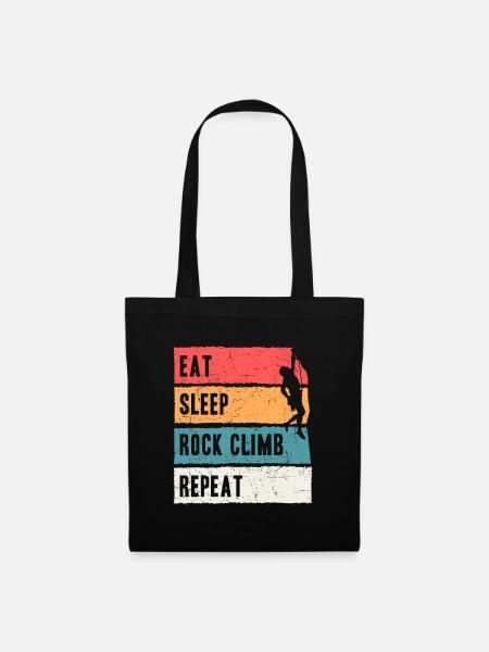 Kletterer Geschenk Eat Sleep Rock Climb Repeat - Stoffbeutel - Schwarz
