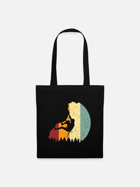 Kletterer Geschenk Bergsteiger Retro Boulder - Stoffbeutel - Schwarz