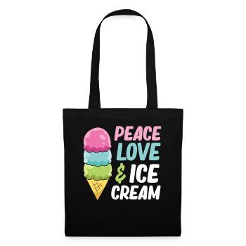 Sommer Eiscreme Kinder Frieden Liebe und Eiscreme - Stoffbeutel - Schwarz - Vorne
