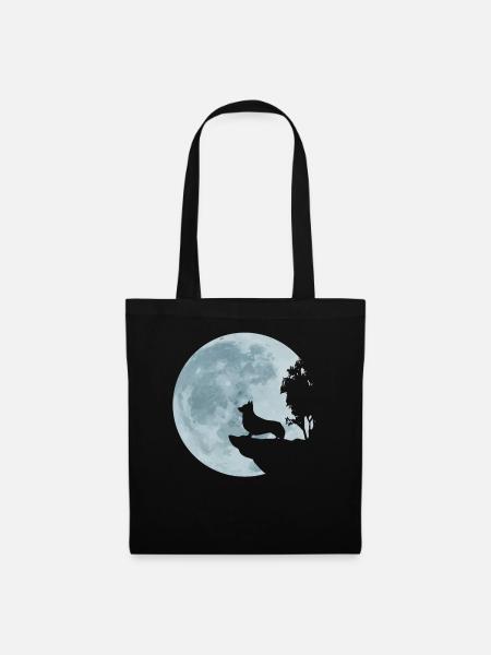 Welsh Corgi Pembroke Welsh Corgi Vollmond Geschenk - Stoffbeutel - Schwarz