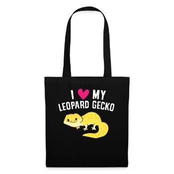 Ich liebe meinen Leoparden Gecko - Stoffbeutel - Schwarz - Vorne