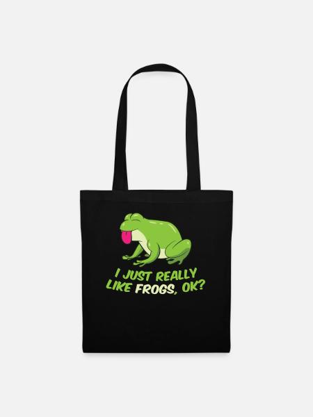 I Just Really Like Frogs Okay Cute Frog - Tote Bag - black