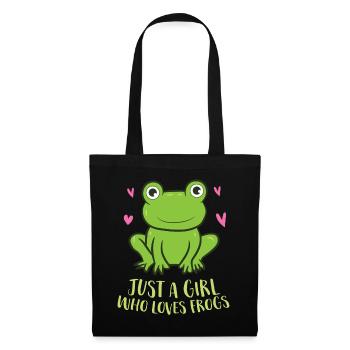 Une fille La grenouille aime la grenouille - Sac en tissu - noir - Devant