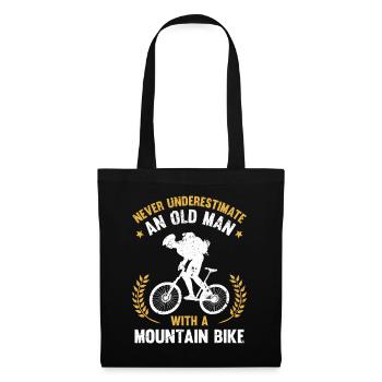Old Man with a Mountain Bike MTB cyclist - Tote Bag - black - Front