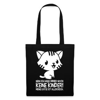 Keine Kinder - Katze ist allergisch - Stoffbeutel - Schwarz - Vorne