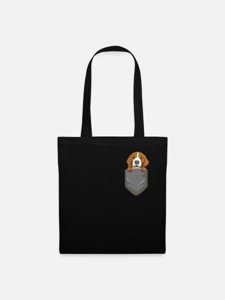 Beagle Hund in der Tasche Süßer Beagle In Tasche - Stoffbeutel - Schwarz