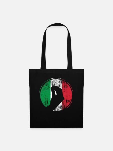 Italien Italiener Handbewegung Italienische Flagge - Stoffbeutel - Schwarz