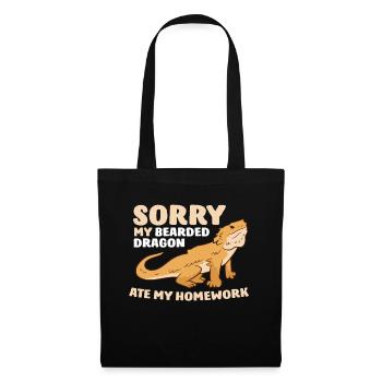 Mein Gecko Hat Meine Hausaufgaben Gegessen - Stoffbeutel - Schwarz - Vorne