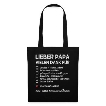 Papa vielen Dank für alles Vatertag Kinder Vater - Stoffbeutel - Schwarz - Vorne