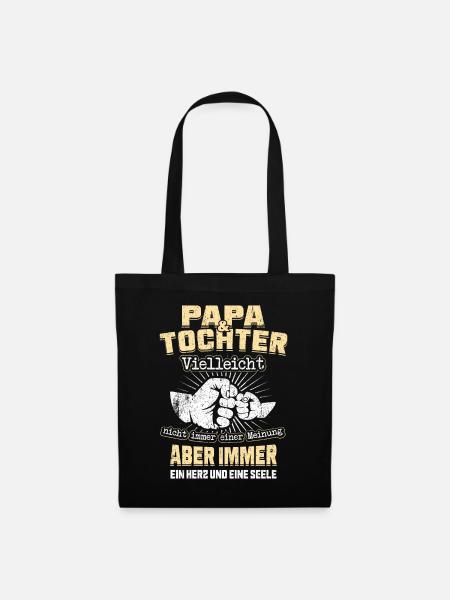 Papa und Tochter Ein Herz und eine Seele Vatertag - Stoffbeutel - Schwarz