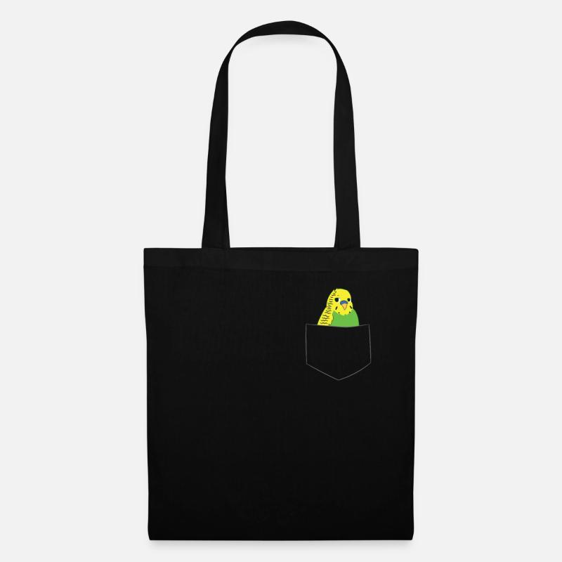 Lustiger Wellensittich Vogel In Tasche - Stoffbeutel - Schwarz