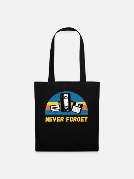 Never forget tape disk video retro party - Tote Bag - black