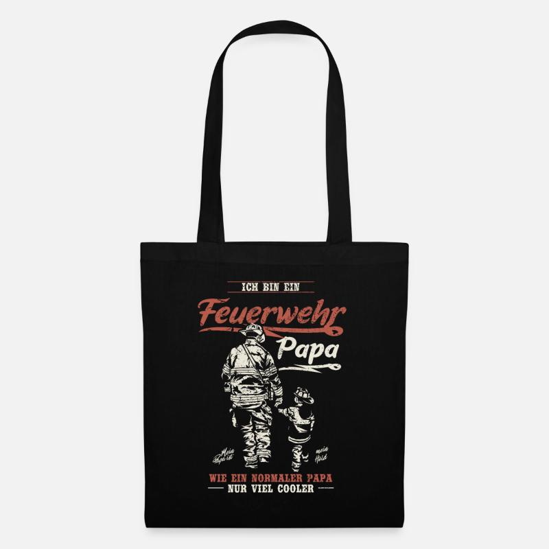Feuerwehr Papa Feuerwehrmann Firefighter Vatertag - Stoffbeutel - Schwarz