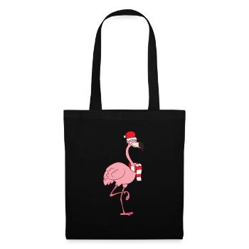 Flamingo de Noël avec bonnet de Noël Flamingo - Sac en tissu - noir - Devant