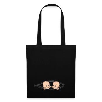 Grossesse Jumeaux maman avec des jumeaux - Sac en tissu - noir - Devant