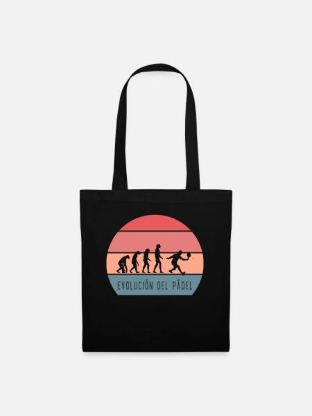 Padel tennis grappig design padel evolutie retro - Stoffen tas - zwart