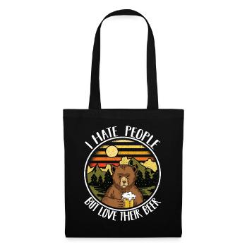 Camping Drôle de sort Camper cadeau bière ours - Sac en tissu - noir - Devant