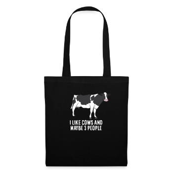 I Like Cows And Maybe 3 People Funny Cattle Cow - Tote Bag - black - Front