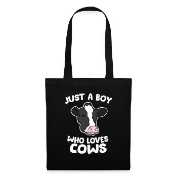Funny Cow Farmer Son Just a Boy Who Loves Cows - Tote Bag - black - Front
