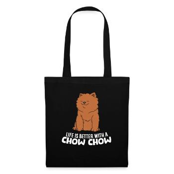 Das Leben Ist Besser Mit Einem Chow Chow Hund - Stoffbeutel - Schwarz - Vorne