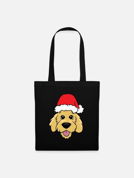 Goldendoodle mit Weihnachtsmütze Goldendoodle - Stoffbeutel - Schwarz