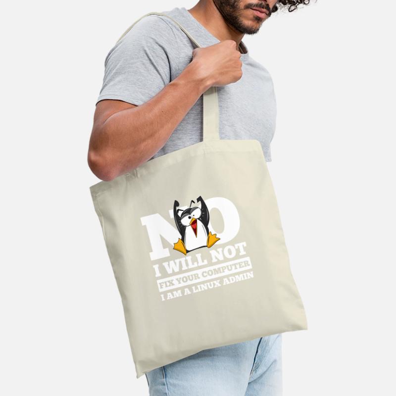 Correction de l'ordinateur Linux SysAdmin Hacker Coder Penguin Sac en tissu
