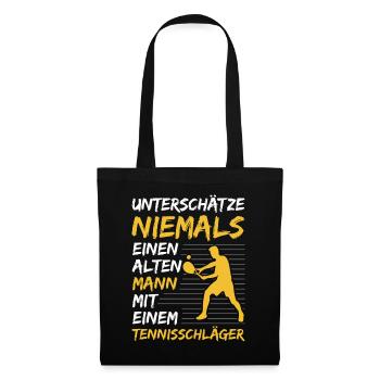Unterschätze nie einen Alten Mann mit Tennisschläg - Stoffbeutel - Schwarz - Vorne